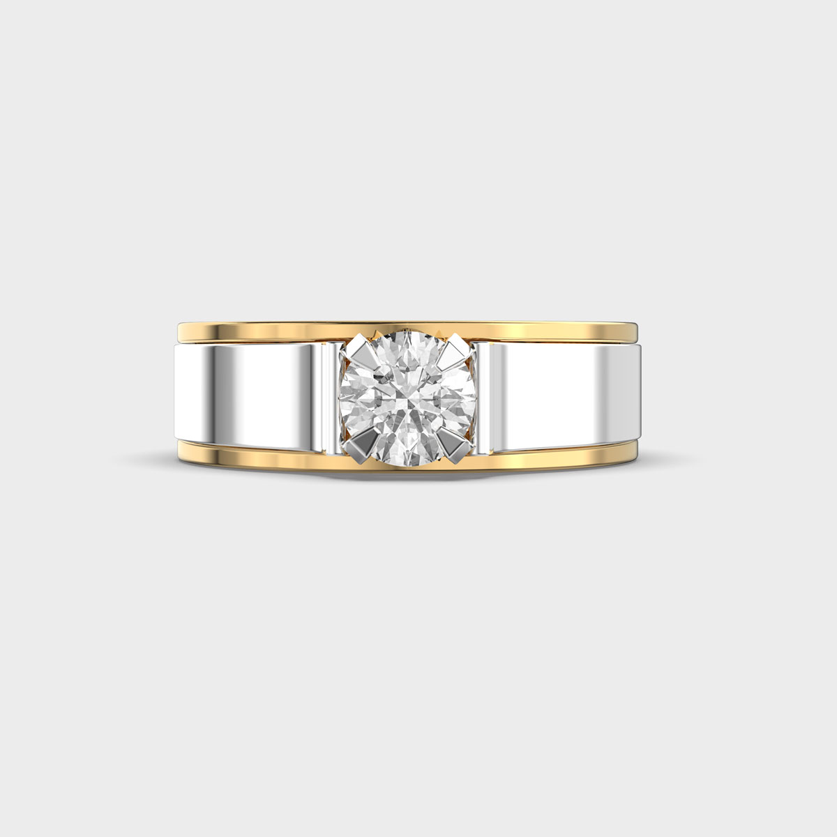 Dual Tone Round Diamond Band For Men