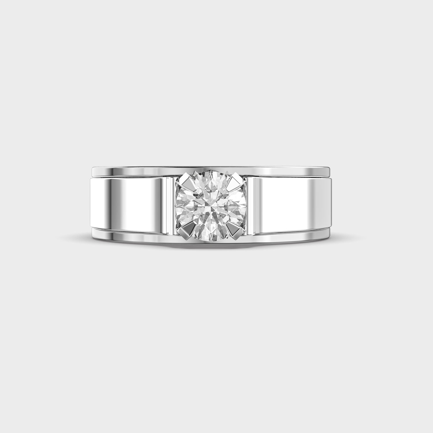 Dual Tone Round Diamond Band For Men