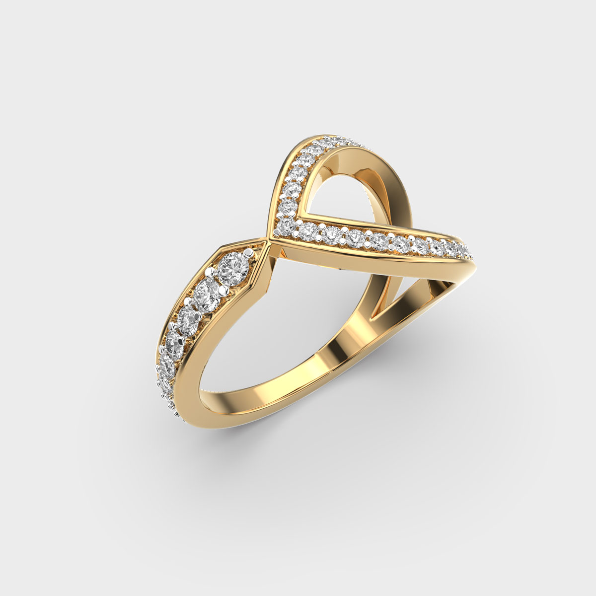 Converging Arrow Intricate Diamond Ring
