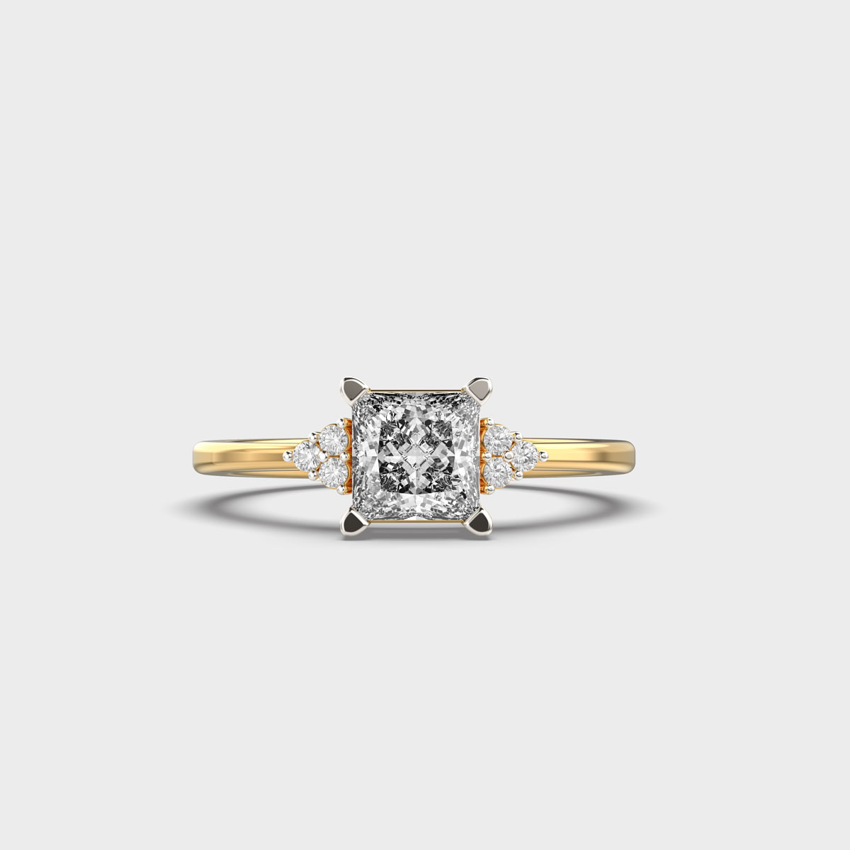 Crowned Grace Princess Cut Diamond Ring